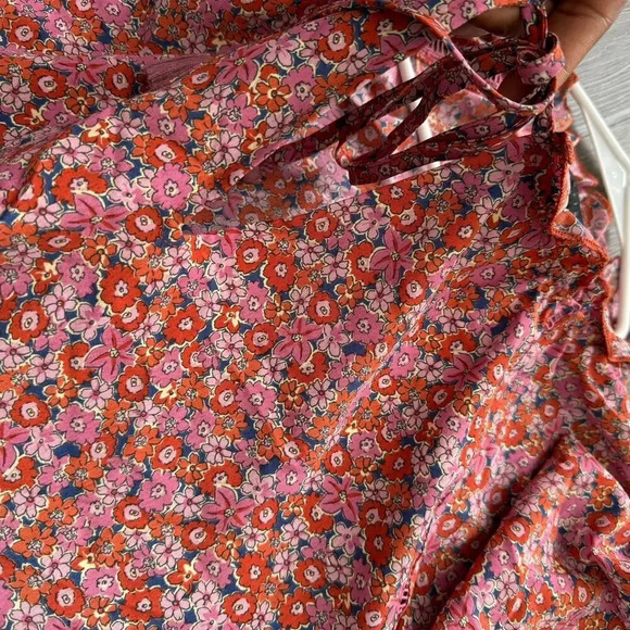 Sanctuary Women Tunic Blouse Top M Pink 100% Polyester Floral Long Sleeves - Picture 10 of 11